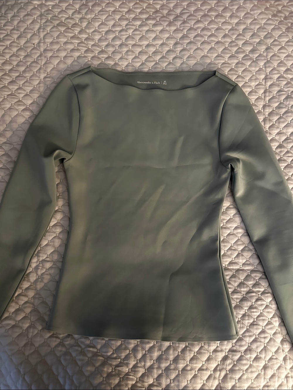 Abercrombie & Fitch Olive Boatneck Long Sleeve Top